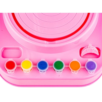 Koło Garncarskie RÓŻOWE - Mały Artysta - farbki, masa, koło, narzędzia