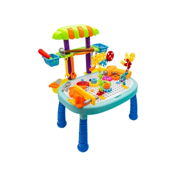 Multifunkcyjny Stolik + Narzędzia, Wkrętarka + Kreatywna Mozaika 355el. Zestaw Konstrukcyjny