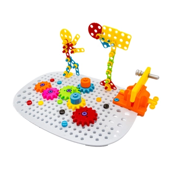 Multifunkcyjny Stolik + Narzędzia, Wkrętarka + Kreatywna Mozaika 355el. Zestaw Konstrukcyjny