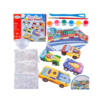 Kreatywny Zestaw Stwórz Odlew DIY MIEJSKIE WYŚCIGÓWKI, AUTA 3D, CITY RACERS 4 Sztuki Zrób To Sam