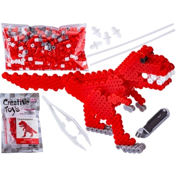 Koraliki do prasowania Wersja 3D, TYRANOZAUR, T-REX, DINOZAUR, Saszetka, Prasowanka