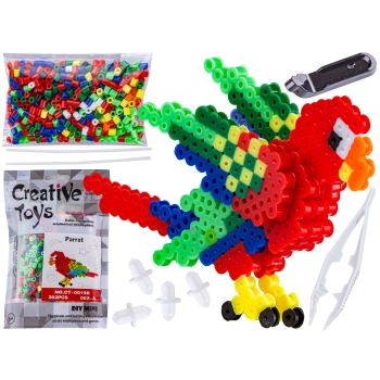 Koraliki do prasowania Wersja 3D, PAPUGA, ARA Ptak, Saszetka, Prasowanka