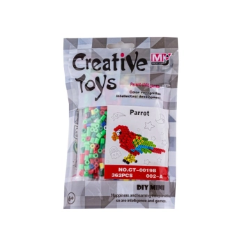 Koraliki do prasowania Wersja 3D, PAPUGA, ARA Ptak, Saszetka, Prasowanka