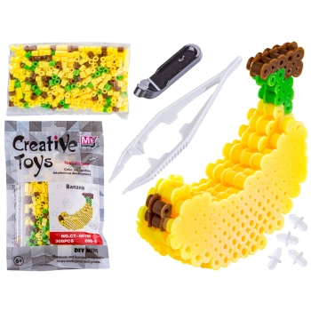 Koraliki do prasowania Wersja 3D, Szablon BANAN Owoce, Saszetka, Prasowanka