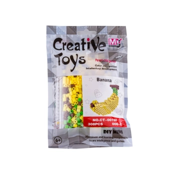 Koraliki do prasowania Wersja 3D, Szablon BANAN Owoce, Saszetka, Prasowanka