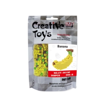 Koraliki do prasowania Wersja 3D, Szablon BANAN Owoce, Saszetka, Prasowanka