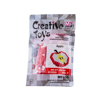 Koraliki do prasowania Wersja 3D, Szablon JABŁKO Owoce, Saszetka, Prasowanka