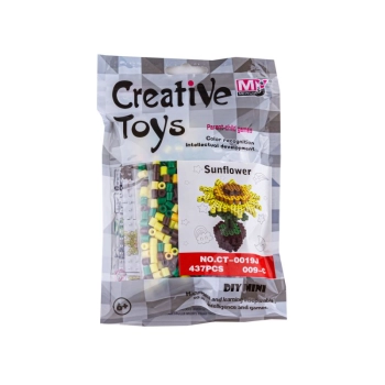 Koraliki do prasowania Wersja 3D, Szablon Kwiatek SŁONECZNIK, Saszetka, Prasowanka