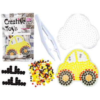 Koraliki do prasowania, Prasowanka, Szablon, Saszetka AUTO, ŻÓŁTY SAMOCHÓD