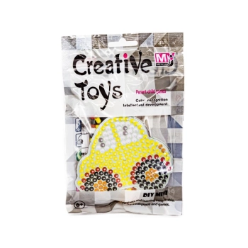 Koraliki do prasowania, Prasowanka, Szablon, Saszetka AUTO, ŻÓŁTY SAMOCHÓD