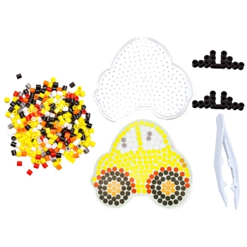 Koraliki do prasowania, Prasowanka, Szablon, Saszetka AUTO, ŻÓŁTY SAMOCHÓD