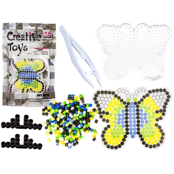 Koraliki do prasowania, Prasowanka, Szablon, Saszetka MOTYL Z CZARNĄ OBWÓDKĄ