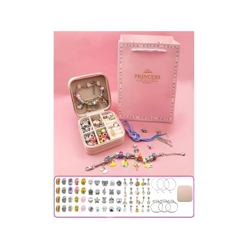 Zestaw Do Tworzenia Robienia Biżuterii, Bransoletek, Charmsy, Zawieszki, Koraliki TĘCZOWY MIX + Etui