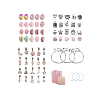 Zestaw Do Tworzenia Robienia Biżuterii, Bransoletek, Charmsy, Zawieszki, Koraliki ODCIENIE RÓŻU + Etui Przecena 1