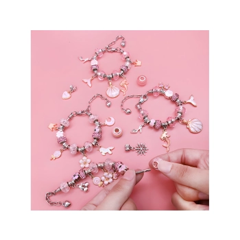 Zestaw Do Tworzenia Robienia Biżuterii, Bransoletek, Charmsy, Zawieszki, Koraliki ODCIENIE RÓŻU + Etui Przecena 1