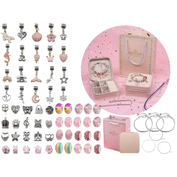 Zestaw Do Tworzenia Robienia Biżuterii, Bransoletek, Charmsy, Zawieszki, Koraliki ODCIENIE RÓŻU + Etui Przecena 1