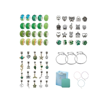 Zestaw Do Tworzenia Robienia Biżuterii, Bransoletek, Charmsy, Zawieszki, Koraliki ODCIENIE ZIELENI + Etui