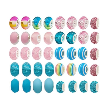 Zestaw Do Tworzenia Robienia Biżuterii, Bransoletek, Charmsy, Zawieszki, Koraliki NIEBIESKO-RÓŻOWY MIX + Etui