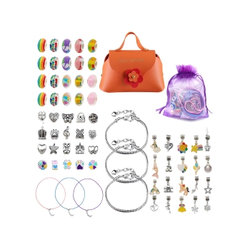 Zestaw Do Tworzenia Robienia Biżuterii, Bransoletek, Charmsy, Zawieszki, Koraliki 66el. KOLOROWY MIX + Kosmetyczka