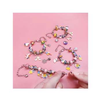 Zestaw Do Tworzenia Robienia Biżuterii, Bransoletek, Charmsy, Zawieszki, Koraliki 66el. KOLOROWY MIX + Kosmetyczka