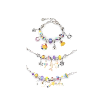 Zestaw Do Tworzenia Robienia Biżuterii, Bransoletek, Charmsy, Zawieszki, Koraliki 66el. KOLOROWY MIX + Kosmetyczka