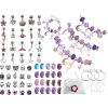 Zestaw Do Tworzenia Robienia Biżuterii, Bransoletek, Charmsy, Zawieszki, Koraliki 66el. ODCIENIE FIOLETU + Kosmetyczka