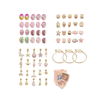 Zestaw Do Tworzenia Robienia Biżuterii, Bransoletek, Charmsy, Zawieszki, Koraliki ODCIENIE RÓŻU