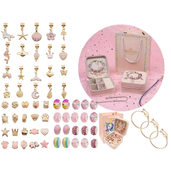 Zestaw Do Tworzenia Robienia Biżuterii, Bransoletek, Charmsy, Zawieszki, Koraliki ODCIENIE RÓŻU