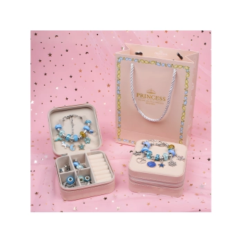 Zestaw Do Tworzenia Robienia Biżuterii, Bransoletek, Charmsy, Zawieszki, Koraliki ODCIENIE NIEBIESKIEGO