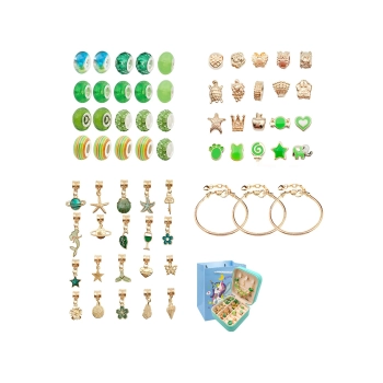 Zestaw Do Tworzenia Robienia Biżuterii, Bransoletek, Charmsy, Zawieszki, Koraliki ODCIENIE ZIELENI