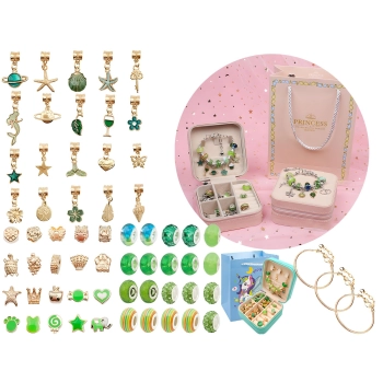 Zestaw Do Tworzenia Robienia Biżuterii, Bransoletek, Charmsy, Zawieszki, Koraliki ODCIENIE ZIELENI