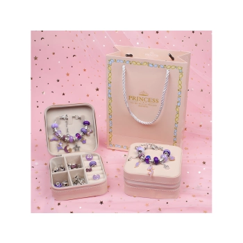 Zestaw Do Tworzenia Robienia Biżuterii, Bransoletek, Charmsy, Zawieszki, Koraliki ODCIENIE FIOLETU