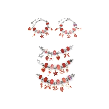 Zestaw Do Tworzenia Robienia Biżuterii, Bransoletek, Charmsy, Zawieszki, Koraliki ODCIENIE CZERWIENI