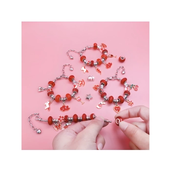 Zestaw Do Tworzenia Robienia Biżuterii, Bransoletek, Charmsy, Zawieszki, Koraliki ODCIENIE CZERWIENI