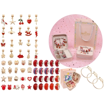 Zestaw Do Tworzenia Robienia Biżuterii, Bransoletek, Charmsy, Zawieszki, Koraliki ODCIENIE CZERWIENI