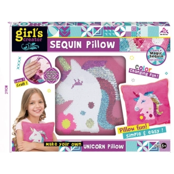 Kreatywny Zestaw, Wyszywanka, Pluszowa PODUSZKA Do Szycia DIY JASIEK Z Cekinami JEDNOROŻEC