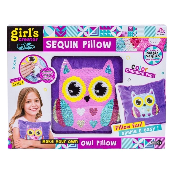 Kreatywny Zestaw, Wyszywanka, Pluszowa PODUSZKA Do Szycia DIY JASIEK Z Cekinami SOWA