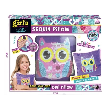 Kreatywny Zestaw, Wyszywanka, Pluszowa PODUSZKA Do Szycia DIY JASIEK Z Cekinami SOWA