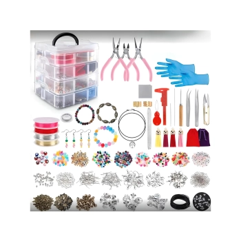 Zestaw Do Tworzenia Robienia Biżuterii, Bransoletek, Charmsy, Zawieszki, Koraliki 2062el. Kuferek