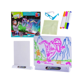 Magiczna, Podświetlana Tablica Do Malowania + Okulary 3D DINOZAURY