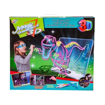 Magiczna, Podświetlana Tablica Do Malowania + Okulary 3D DINOZAURY