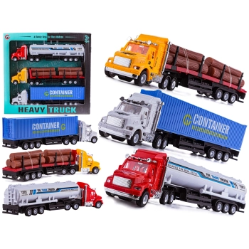 Zestaw 3 Ciężarówek, Samochód Ciężarowy + Naczepa, TIR - 3 Sztuki