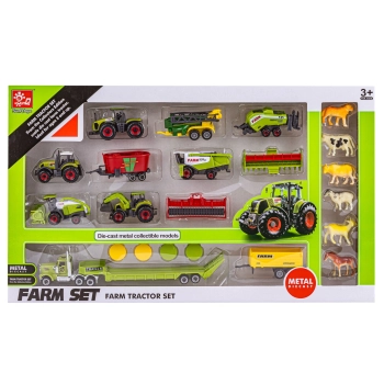 Zestaw Maszyn Rolniczych, Farma, Autka Traktory Resoraki + Akcesoria