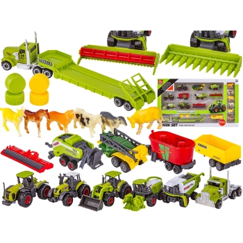 Zestaw Maszyn Rolniczych, Farma, Autka Traktory Resoraki + Akcesoria