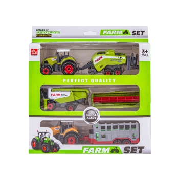 Zestaw 3 Pojazdów, Maszyny Rolnicze, 2 x Traktor, Kombajn, Farma