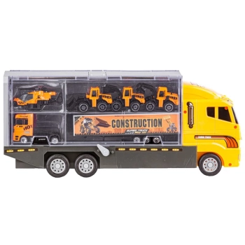 Ciężarówka, Transporter + Auta, Otwierana Laweta, Pojazdy Budowlane + Helikopter 12w1