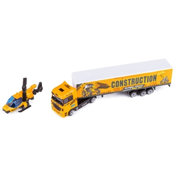 Ciężarówka, Transporter + Auta, Otwierana Laweta, Pojazdy Budowlane + Helikopter 12w1