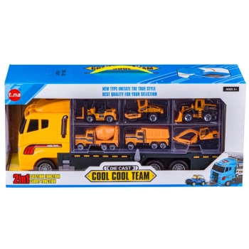 Ciężarówka, Transporter + Auta, Otwierana Laweta, Pojazdy Budowlane + Helikopter 12w1