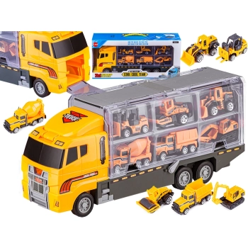 Ciężarówka, Transporter + Auta, Otwierana Laweta, Pojazdy Budowlane 7w1