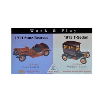 Model plastikowy - Samochody Work & Play - 1915 Ford T-Sedan / 1914 Stutz Bearcat - Glencoe Models
